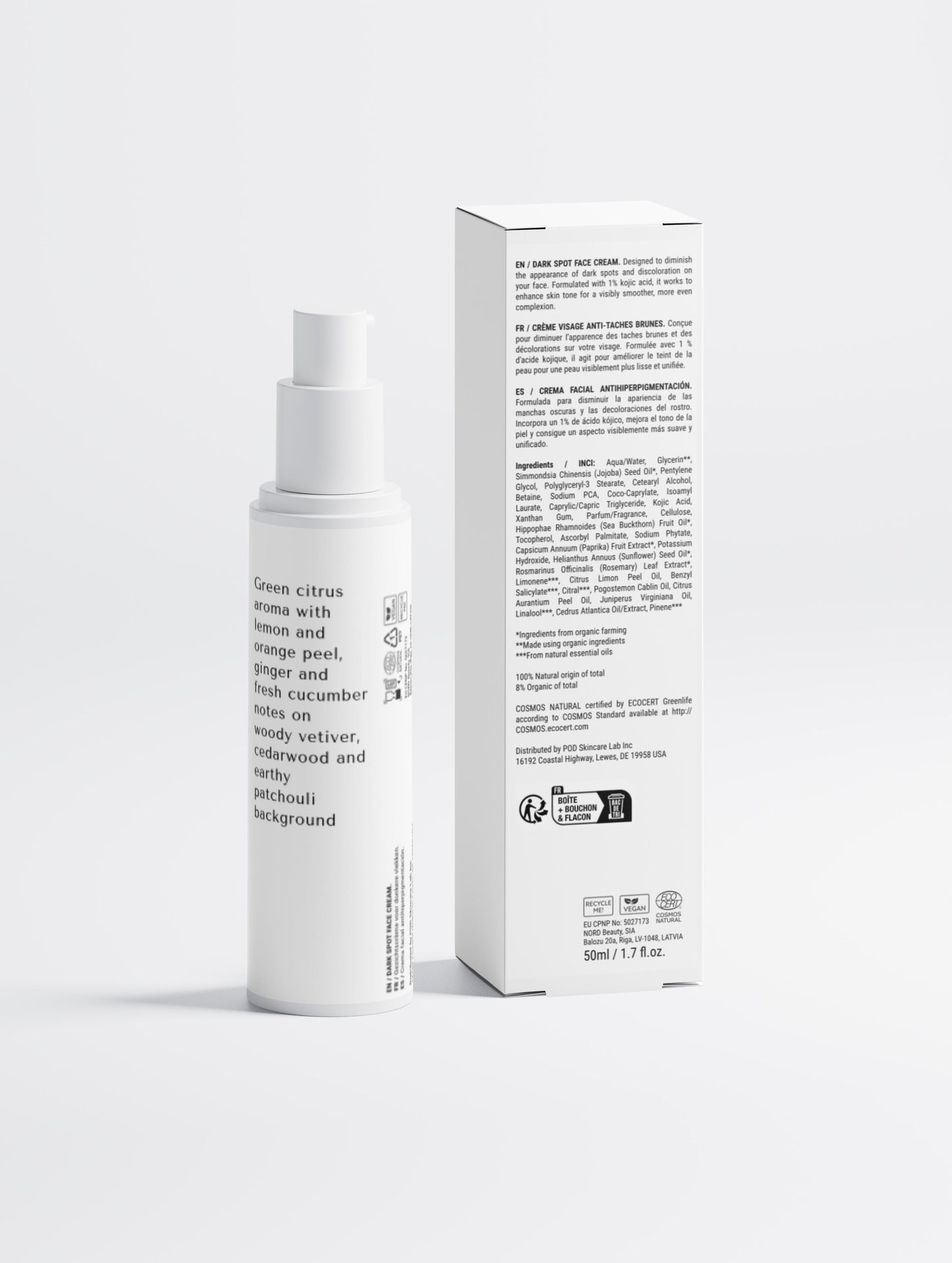 Dark Spot Face Cream with Kojic Acid (dark/age spots/brightening) ** organic and natural EO