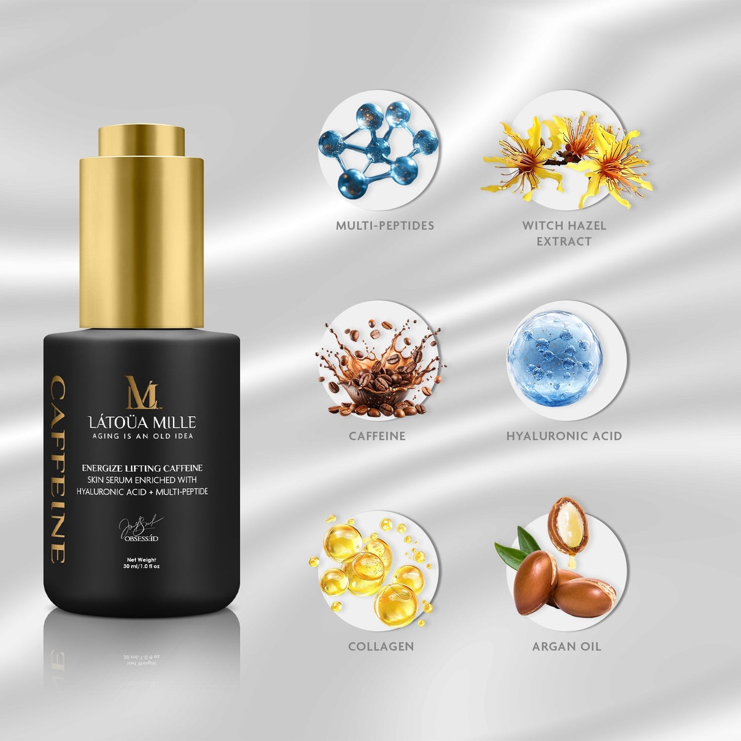 Latoua Mille
Energize Lifting Caffeine Skin Serum Enriched with Hyaluronic Acid + Multi-Peptide