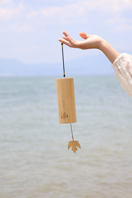 "The Zen Bamboo" - Handcrafted Natural Bamboo Wind Chime with Maple Leaf