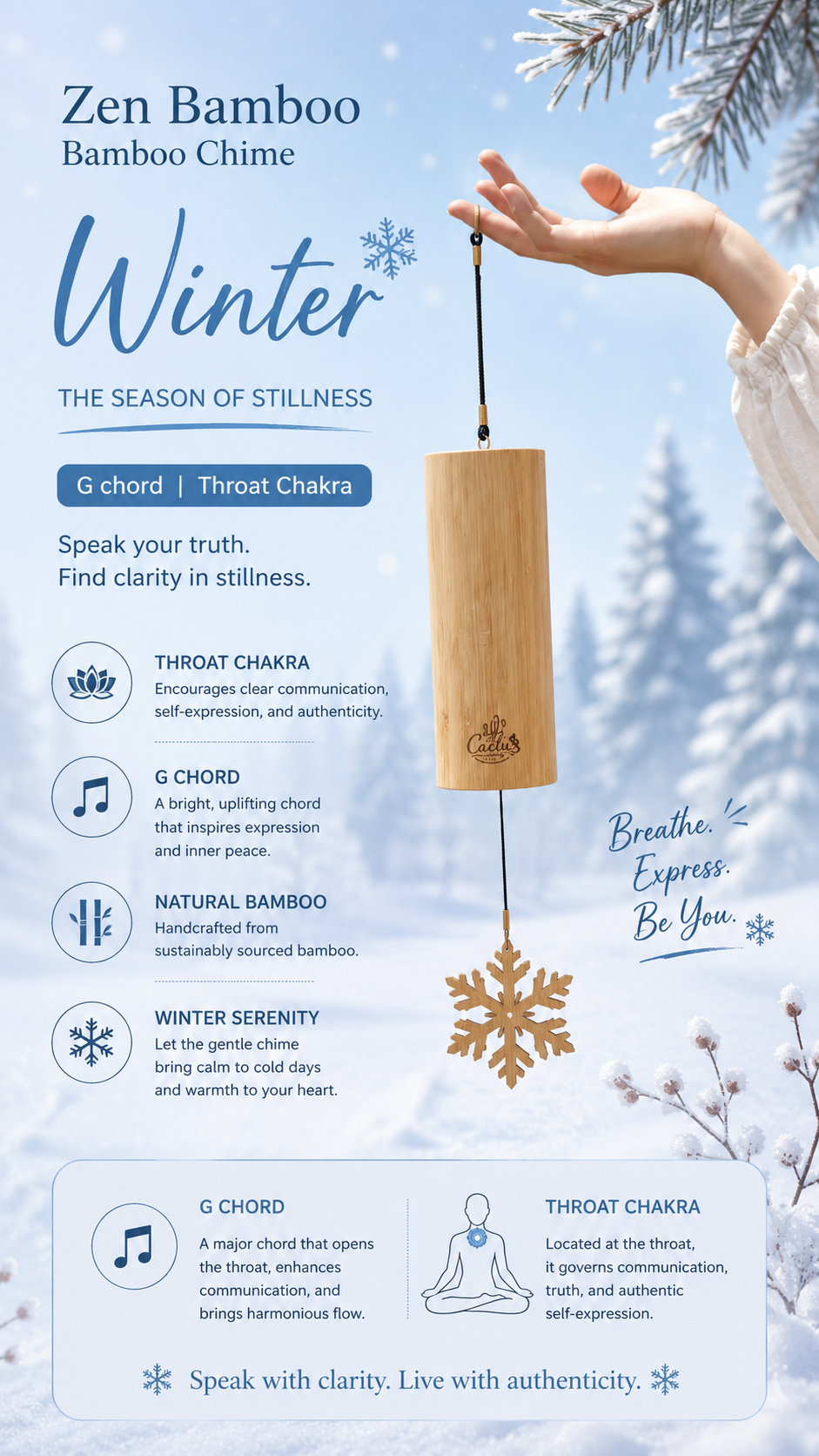 "The Zen Bamboo" - Handcrafted Natural Bamboo Wind Chime with Maple Leaf